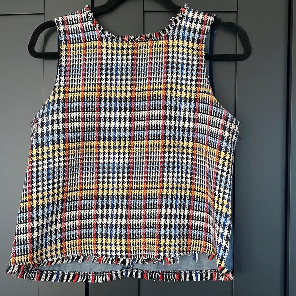 Size small Zara plaid and denim blouse